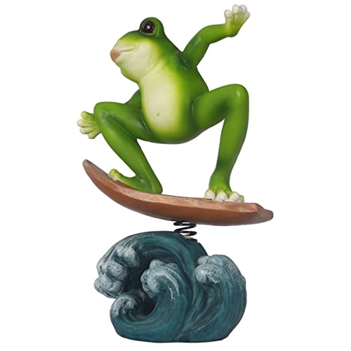 CLLX Escultura de Rana Surf de Jardín Hecho a Mano para Decoración de Terraza, Adorno de Interior o Exterior Cover