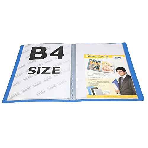 Image of SOLO Display File - B4 Size | 20 Clear-View Pockets | Holds Up to 100 Sheets | Non-Stick Pockets | Loose Leaf Folder | Organizer for Presentations, Certificates, Photos & Contracts