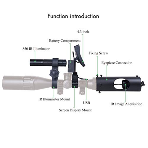 KOLINLOV Night Vision Scope for Riflescope Long Viewing Range Night Hunting Clear Vision with Camera Infrared Flashlight and 4.3 inch Display Screen