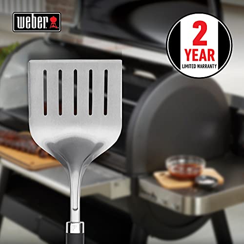 Weber Precision Grill Wide Spatula – Stainless Steel BBQ Spatula with 3‑Sided Beveled Edge, Non‑Slip Soft‑Touch Handle & Hanging Loop, Dishwasher Safe - Grill Accessory by Weber - Image 2