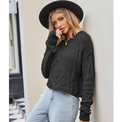 Women's High Waist Pullover Round Neck Knitted Jumper with Solid Color4