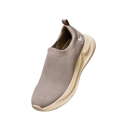 Neeman's ReLive Knit Slip-Ons Renew for Men | Soft Recycled Knit Upper, Lace-Up Fit Support, Dual-Density Cushioning & Rubber Grip Pads | Lightweight Slip-in Casual Shoes (Beige)