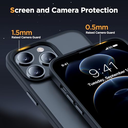 Image of Miracase Magnetic for iPhone 12 /12 Pro Case (Compatible with MagSafe) Military-Grade Protection, Shockproof, Anti-Fingerprint Translucent Matte Phone Cover for iPhone 12 /12 Pro Case 6.1 inch, Black