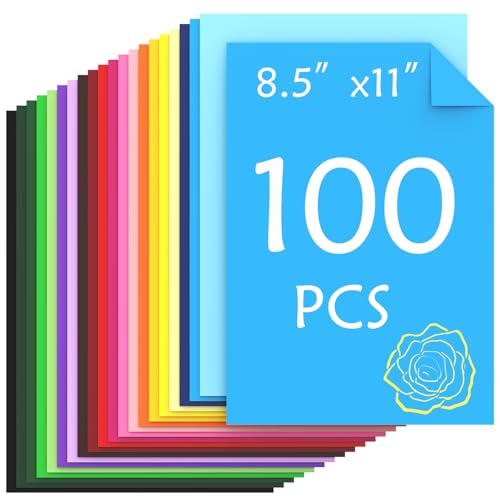 Ftumertly 100 hojas de papel de cartulina de colores, 20 colores surtidos, papel de cartulina de 180 g/m²/65 libras, papel de colores para álbumes de recortes, manualidades de Navidad, álbumes de