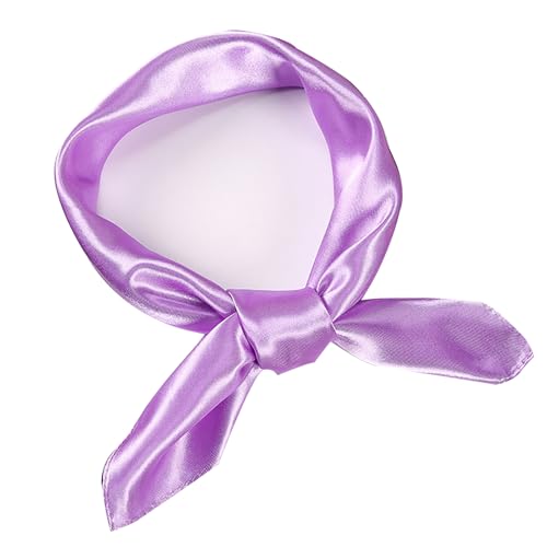 Women Square Neck Scarf Purple Satin Scarf Neckerchief for Halloween Retro Women Girls Costume Accessory