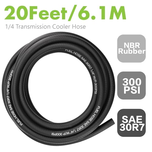 Image of Jeemiter 1 /4 inch ID x 20FT Fuel Line Hose SAE 30R7 Universal Kit - with 10 Clamps for Small Engine Repair - Fits Lawn Mowers, Generators, ATVs, Go Karts