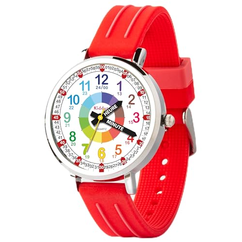 Kiddus Lernuhr für Kinder, Analoge Armbanduhr für Jungen und Mädchen ab 5 Jahren, 3ATM und 5ATM, Erste Kinderuhr mit Stunden und Minuten, Geschenk für Mädchen zum Lernen