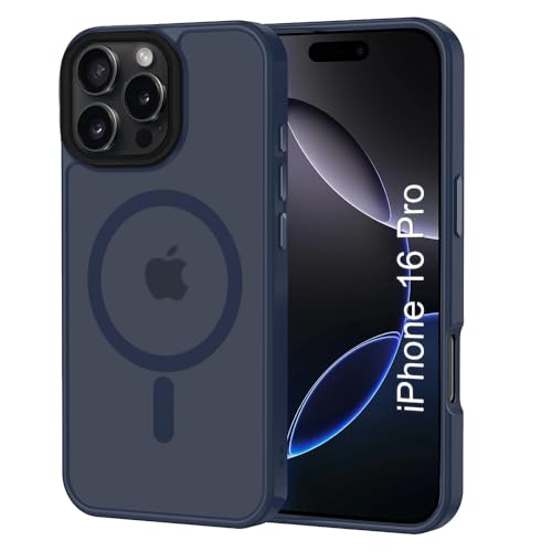 Image of iPhone 16 pro Magsafe Hard Back Case | Matte Design & 360 Protection | Military-Grade Apple iPhone 16 pro Cover | Strong Magnet Back - Blue