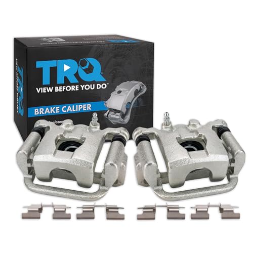 Image of TRQ Rear Brake Caliper Set Zinc Coated Hardware Brackets Compatible with 2007-2012 Nissan Sentra