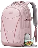 MATEIN HER Laptop Work Backpack with Lunch Compartment for Women, Water Resistant Work Backpack for Office Commute with RFID Pocket, Teacher Nurse Travel Bag Fits 17.3'' Computer, Pink