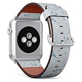 Compatible with Apple Watch 42/44mm (Big) - Replacement Accessory Leather Band Strap Bracelet Wristbands with Adapters (Birds Hummingbirds Flowers)