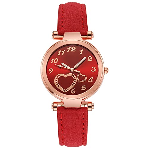 Astemdhj Reloj Relojes Reloj De Mujer De Lujo Mal Relojes De Cuarzo para Mujer Esfera De Acero Inoxidable Reloj De Pulsera De Cuero Informal De Moda Reloj De Mujer para Niñas Rojo Cover