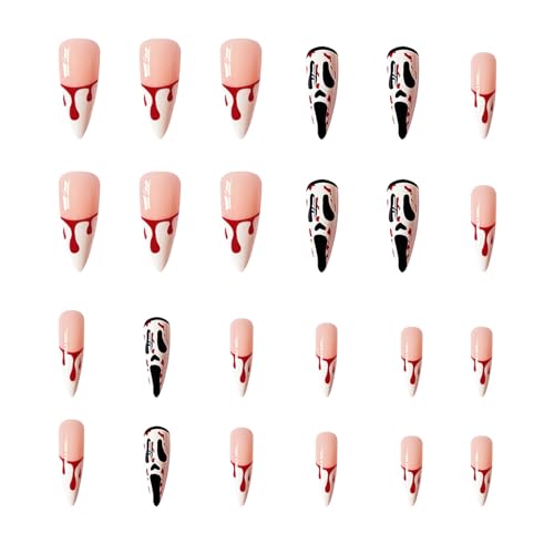24 Piezas Uñas Postizas De Halloween, Press On Nails Largo, Uñas Acrílicas A Presión De Bailarina De Halloween, Con Gelatina, Para Fiestas De Halloween, Espectáculos Escénicos Y Juegos De Rol