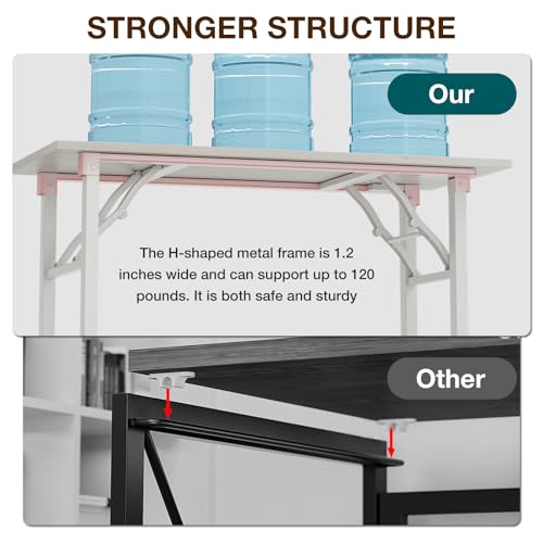 Image of TEMI Small Computer Desk Folding Table - 43.3 inch Foldable Office Desk, No Assembly, Perfect for Small Spaces in Bedroom, Dorm, or Apartment, Portable Mini Desk or Study Table Compact Design, White Ash