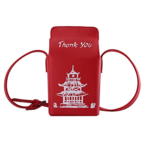 Chinese Tower Printing Box Shoulder Bags for Women Fashion Cartoon Crossbody Bag Small Girl's Bag