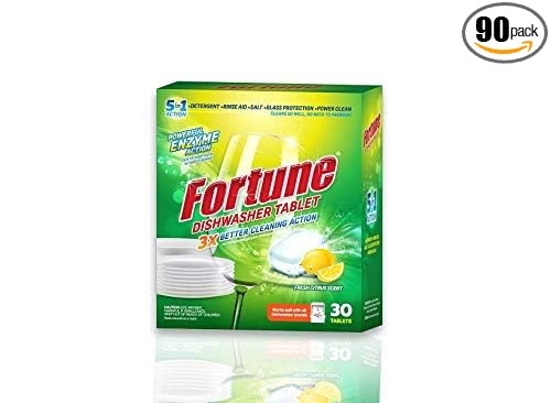 FORTUNE Dishwasher Tablets, 5 in 1 Action, Fresh Scent, 90 Count (90.00)