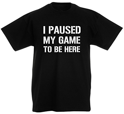 loltops I Paused My Game to Be Here Novelty T-Shirt Stocking Fillers, Teenage Boys Gifts for Kids Teens Size XL Youth (14-15 Years, Black)