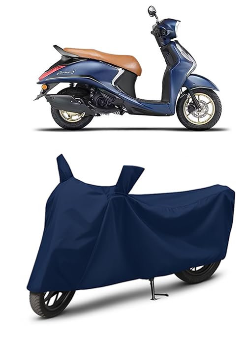 Image of Waterproof Scooty Cover for Yamaha Fascino 125 | All Weather Protection from Rain, Dust, UV Rays & Scratches with Mirror Pockets & Buckle Belt | Fascino 125 Scooty Cover