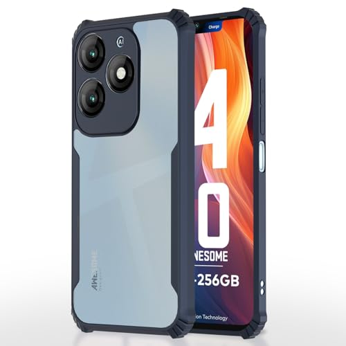 Image of Pikkme Crystal Clear Transparent Back Cover | Ultra Hyrbid | Full Camera Protection | Raised Edge | Bumper Case for itel A70 (Blue)