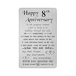 Tanwih8thanniversarycardforwife8yearsdownforevertogo8yearweddinganniversarycardgiftsforherwomenengravedmetalwalletcard Urban Country Home Decor Tanwih 8th anniversary card for wife 8 years down forever to go 8 year wedding anniversary card gifts for her women engraved metal wallet card urban country home decor