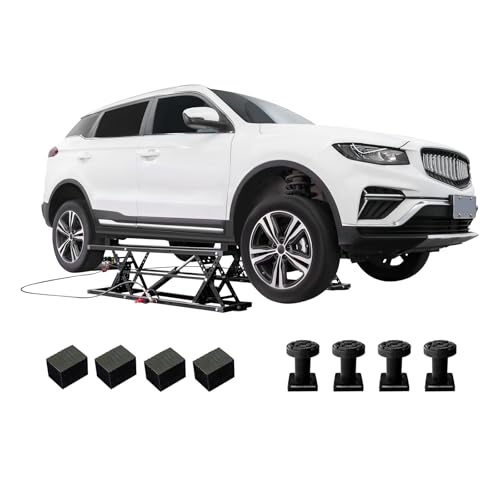 Albott 5000 LBS Portable Car Lift Adjustable Quick Jack with 26 Max Height Locking Levers 2530s Fast Cycle Scissor Lift for Sedans in Garage or Shop Foldable Design & Wheels Black