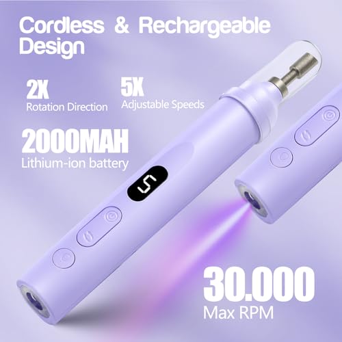 Elektrische Nagelbohrmaschine Nagelbohrer Elektrische Feile Nagelfeile Kit für Anfänger Acryl Gel Nägel Maniküre Pediküre Polieren Form Werkzeug mit 8 Bits Gelnägel und Heimsalon Gebrauch