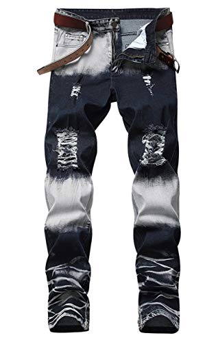 Men's Fashion Patchwork Jeans 928 Dark Blue 36