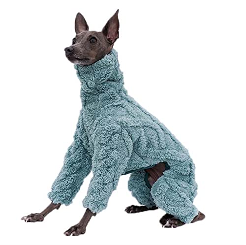 DHGTEP Abrigo de Perro de Lana con Patas para Galgo, Traje de Perro de Terciopelo con Cuello Alto a Prueba de Viento, Pijama de Perro para Whippet, Galgo, Lurcher, Salukis (Color : Verde, Size : M)