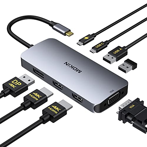 USB C Docking Station Dual Monitor 2 HDMI 8 in 1 Laptop Dock with Dual HDMI DisplayPort VGA PD 3 USB Ports USB C Hub Multiport Adapter for Dell HP Lenovo Thinkpad Surface