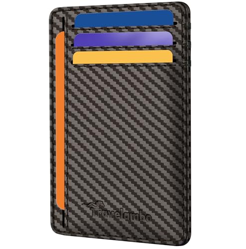 Image of Travelambo Slim Minimalist Wallet for Men, RFID Blocking Credit Card Holder, Front Pocket ID Card Case, Gifts for Men, Husband, Boyfriend, Teenage