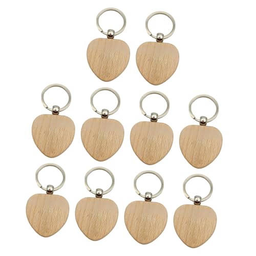 MagiDeal 10x Portachiavi in ​​legno grezzo Portachiavi non finito Fai da te Stampato Ornamento Forniture Regali fatti a mano Bambini Accessori per pittura