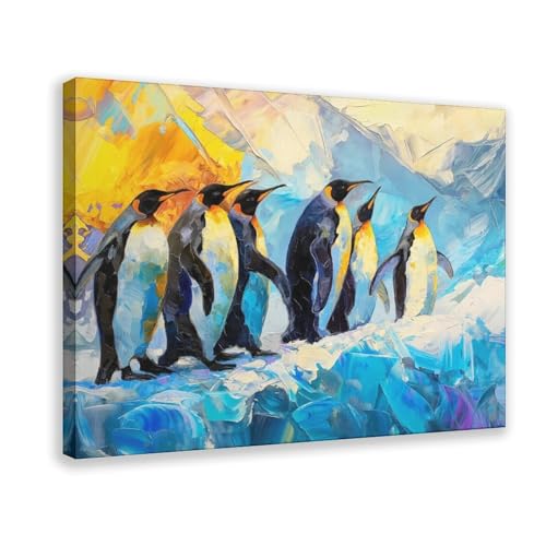 Poster pingouin sur toile 40x60 cm pour decoration de bureau et chambre