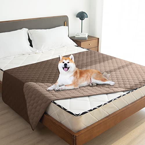 Image of gogobunny 100% Double-Sided Waterproof Dog Bed Cover Pet Blanket Sofa Couch Furniture Protector for Puppy Large Dog Cat, Reversible (82x120 Inch (Pack of 1), Dark Chocolate /Light Chocolate)