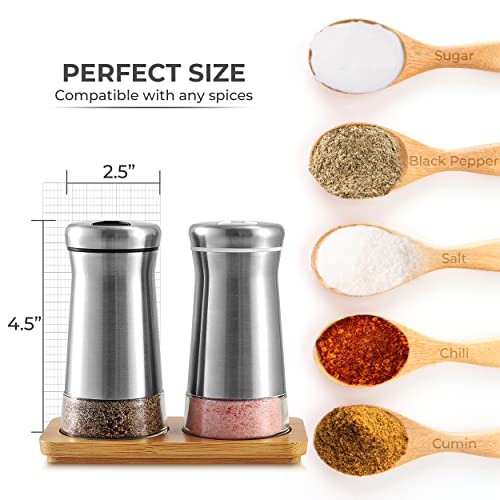 Kitchen-Go Salt And Pepper Shakers Set With Adjustable Pour Holes - Elegant Stainless Steel Spice Dispenser - Perfect For Himalayan, Table Salt, White And Black Pepper thumb #4