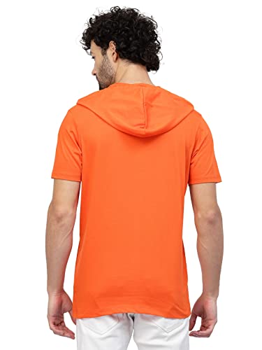 Image of Kalt Men Half Sleeves Cotton Blend Colour Block Hoodie T-Shirt