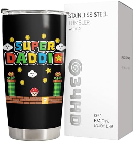 Father Day Gifts, Daddio Tumbler with Lid 20 oz Stainless Steel, Dad Coffee Mug, Gamer Dad Drinking Cup, Birthday Gifts for Father, Men, Husband - 2