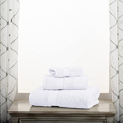 SUPERIOR Egyptian Cotton Pile 3 Piece Towel Set, Includes 1 Bath, 1 Hand, 1 Face Towel/Washcloth, Ultra Soft Luxury Towels, Thick Plush Essentials, Guest Bath, Spa, Hotel Bathroom, White