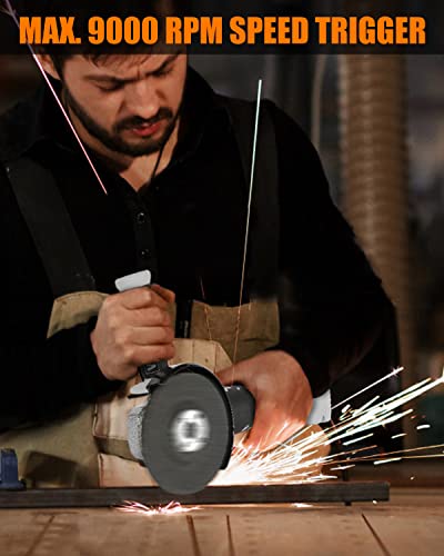 Worksite CAG330 Cordless Angle Grinder, 4-1/2 Inch Power Angle Grinder With 4-Pole Motor, Adjustable Auxiliary Handle, Cutting Wheels, Grinding Wheels And Flap Discs, 4.0 Ah Battery & Charger Included thumb #6