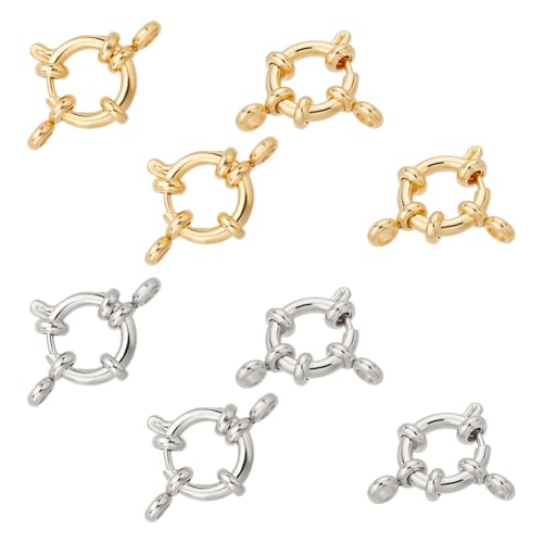 UNICRAFTALE - UNICRAFTALE 8Pcs 2 Colors Stainless Steel Spring Ring Clasps 12.5mm Inner Smooth Round Clasps Surface Spring Ring Clasps Jewelry Clasp Clasp Connector for DIY Jewelry Making