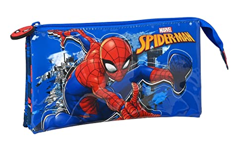 Safta - Portatodo Triple Spiderman Azul Y Rojo En Oferta Portatodo Triple Spider-Man &Quot;Great Power&Quot;