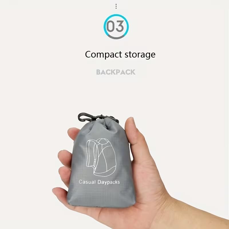 Mochila plegable al aire libre ligera portátil negra miniatura 7