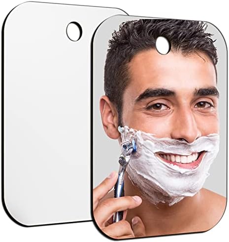 Shower Mirror Fogless for Shaving,6"x8"Medium Mirror for Wall Camping,Frameless Portable Hanging Travel Mirrors,Unbreakable Handheld Locker,Makeup Plastic,Anti Fog Free Shave Mirror,Bathroom