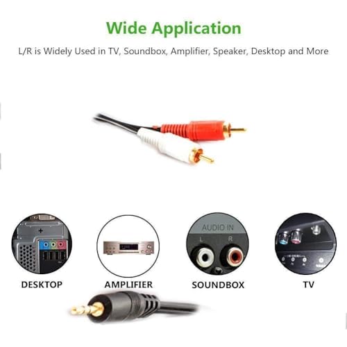 Image of 3.5mm to 2-Male RCA Adapter Cable (1.5 Meter) - AUX to RCA Audio Connector for Stereo, Speaker, TV & Audio Devices - Gold-Plated Plugs for Clear Sound Transmission