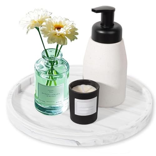 Qaestuan Bandeja de Mármol para Cuarto de Baño, Bandeja Redonda de Maquillaje para Joyas, Decoración del Hogar, Silicona Organizador de Encimera, para Cocina, Baño, Tocador, Mesa de Café
