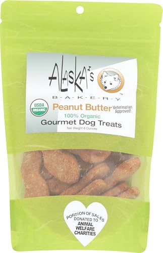 ALASKA'S ORGANIC PEANUT BUTTER DOG BISCUITS, 6 OZ