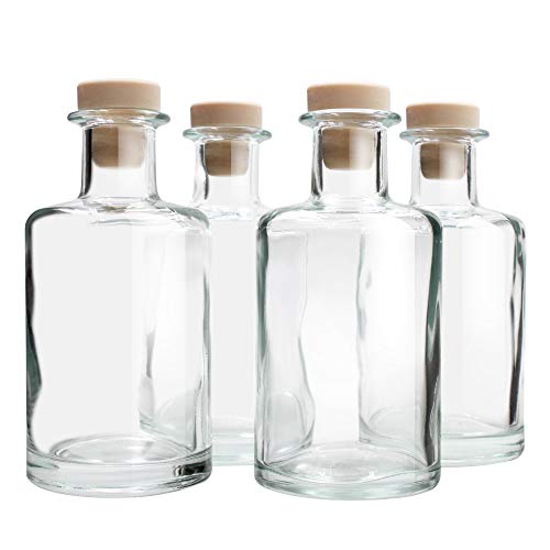 Feel Fragrance Glass Diffuser Bottles Diffuser Jars with Cork Caps Set of 4 – 5.3 inches High, 240ml 8.2 Ounce. Fragrance Accessories Use for DIY Replacement Reed Diffuser Sets.