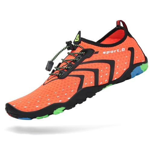 Mishansha Water Shoes for Women Men Barefoot Beach Shoe Quick Dry Aqua Swim Socks for Surfing Yoga Size 11.5 Women/ 10 Men Carrot Orange