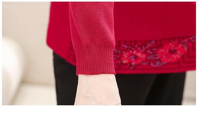 Suéter de punto chaqueta abrigo mujer mayor con forro polar invierno 3