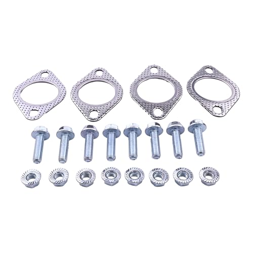 Image of 2 inch 2-Bolt High-Temp Flange Sealing Kit (4 Gaskets + 8 Bolts) - Reinforced Emission System Gasket for Muffler /Header /Catalytic Converter
