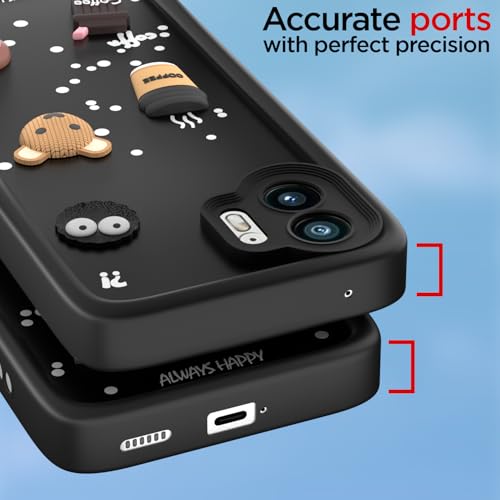 Image of Pikkme Back Cover for Nothing Phone 2 | Cute Fun Cartoon 3D Bear Silicone Full Body Protection Bumper Case (Black)